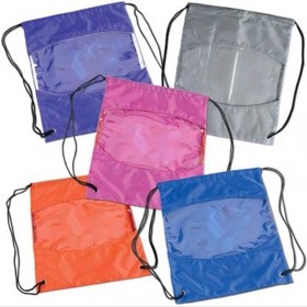 210D polyester Drawstring backpack with PVC window